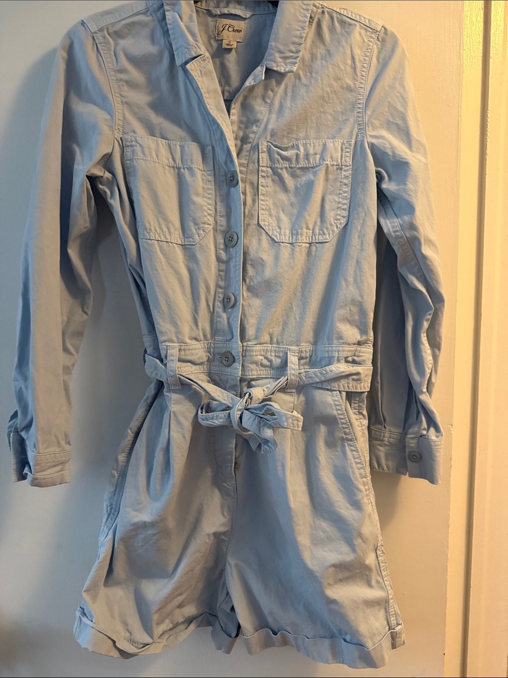 J. Crew Light Blue Cotton Utility Romper